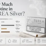 TEREA Silver nicotine strength comparison beside IQOS ILUMA device on clean editorial background